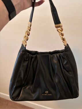 Michael Kors Black Shoulder Bag with Gold Chain Strap